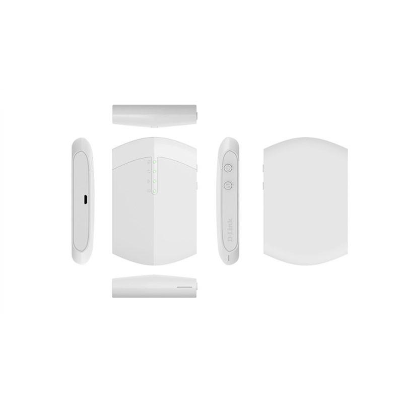 مودم روتر بی‌سیم 4G LTE دی-لینک مدل DWR-933V با باتری لیتیوم-یونی 3000 میلی‌آمپر ساعت، شارژدهی تا 12 ساعت، پشتیبانی همزمان 10 کاربر، استاندارد 802.11ac/n/g/b، امنیت WPA/WPA2 و درگاه microUSB
