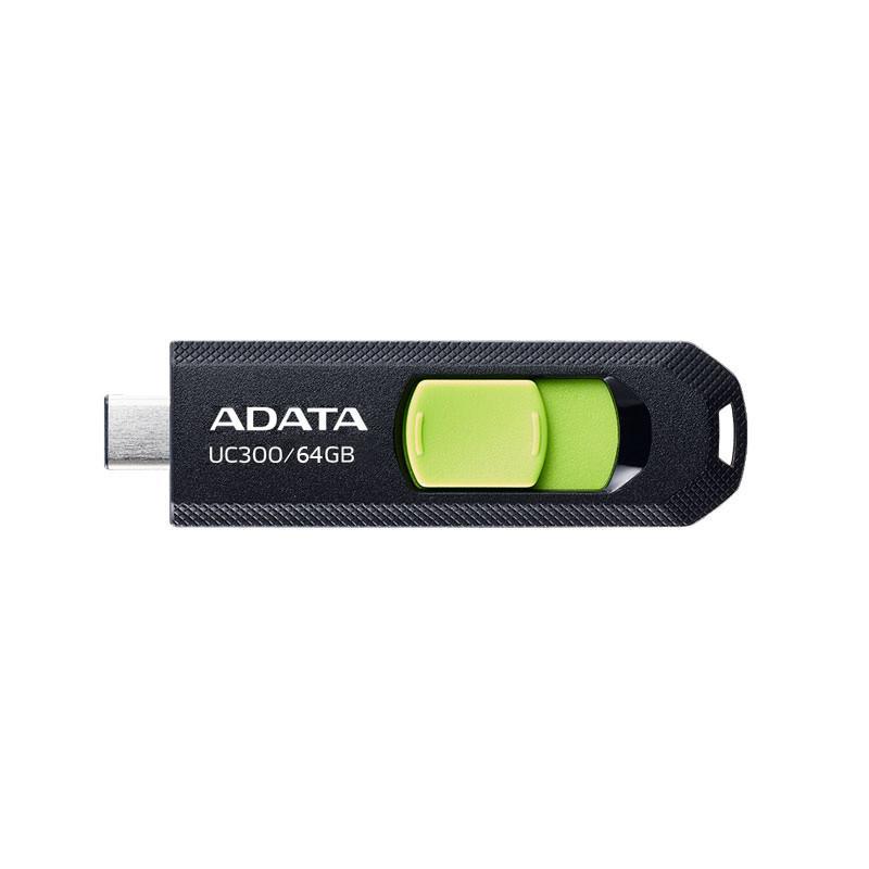 فلش مموری کشویی ای دیتا مدل UC300 ظرفیت 64 گیگابایت با رابط USB Type-C و استاندارد USB 3.2 Gen 1، سرعت انتقال داده تا 5 گیگابایت بر ثانیه، سازگار با لپ‌تاپ، گوشی، تبلت و تلویزیون، بدون نیاز به نصب درایور